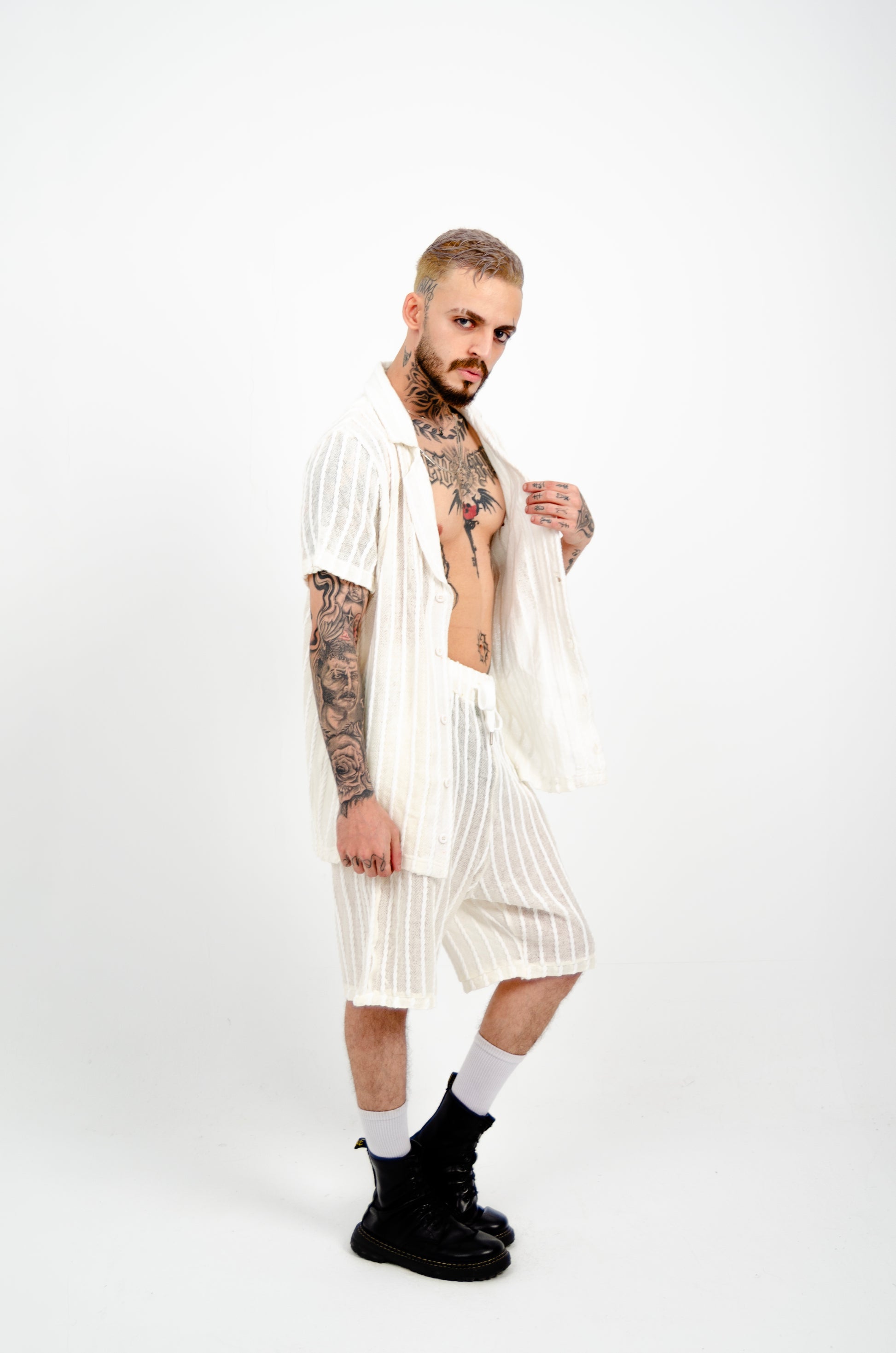 Stripes Shorts - White