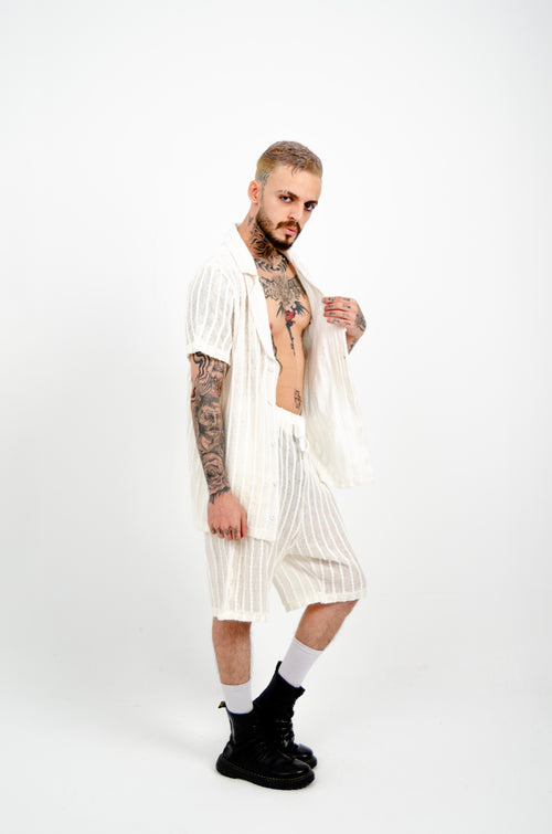 Stripes Shorts - White